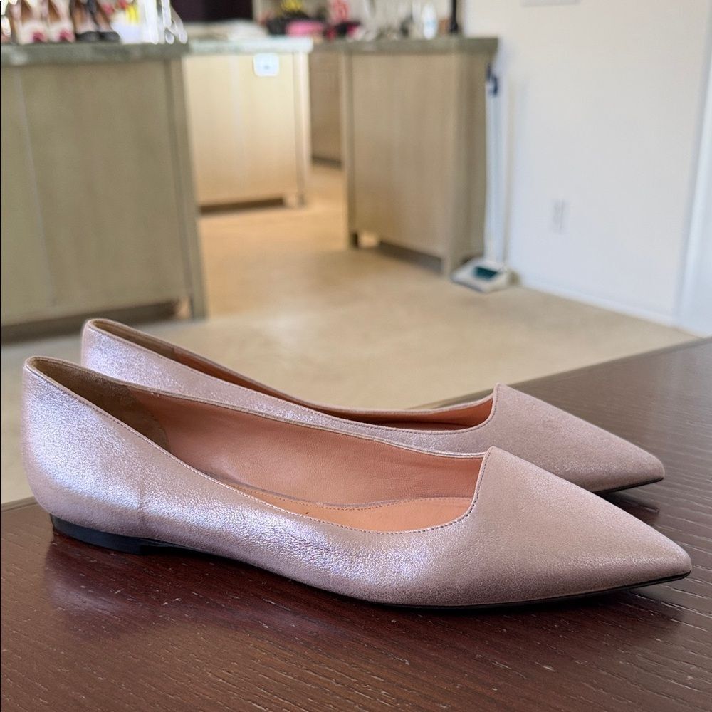 Palter Deliso pale pink metallic flats 37